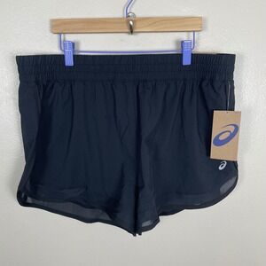 Asics Women's XL Woven Running Shorts Black Lined Mesh ASTWS5SH3105 NEW